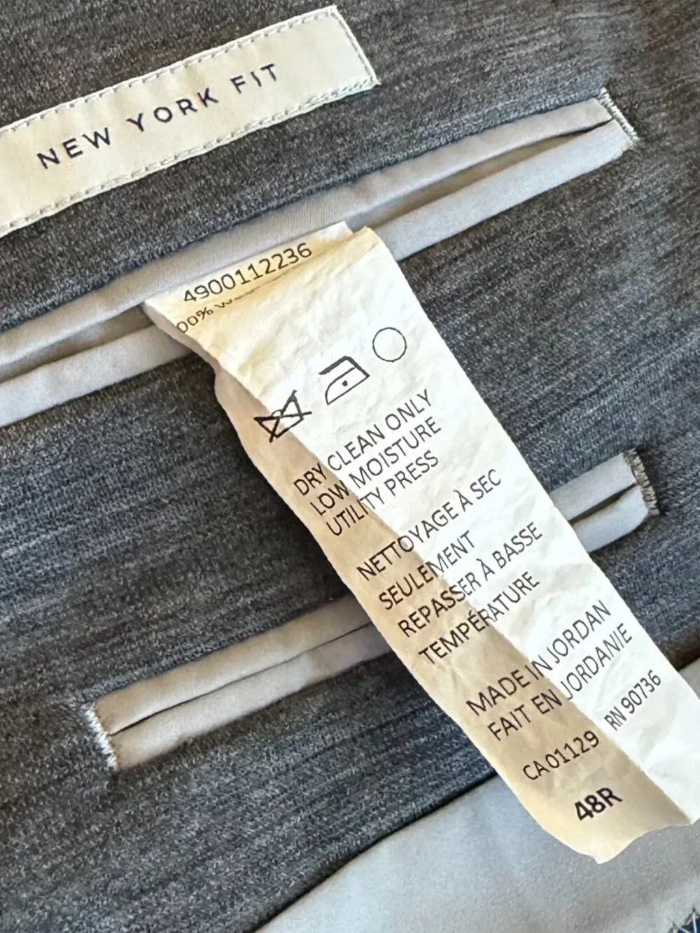 Hart Schaffner Marx Active Merino Wool Stretch Blazer Jacket Grey Size 48R Men's - Picture 14 of 14